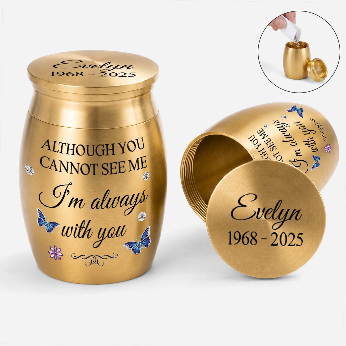 Personalised Memorial I'm Always With You Mini Urn for Loss of Dad/Mum