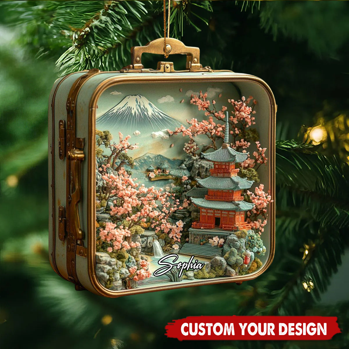 Word City Suitcase Ornament – Miniature Venice &amp; Rome Christmas Village Scene