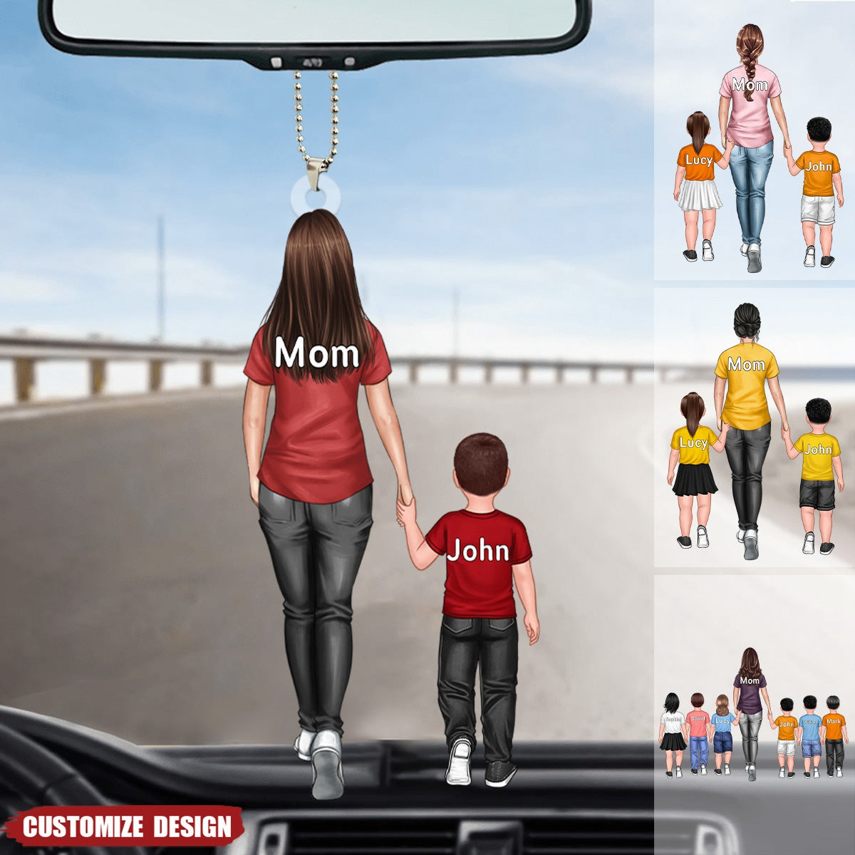 Personalized Mom / Nana And Kids Car Ornament - Gift For Mother&#39;s Day