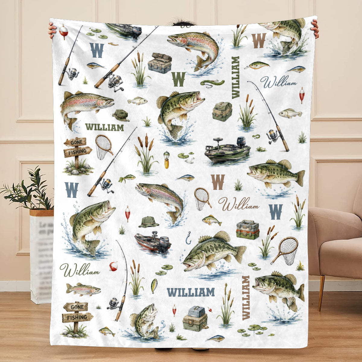 Personalized Fishing Blanket - Gift For Fishing Lovers
