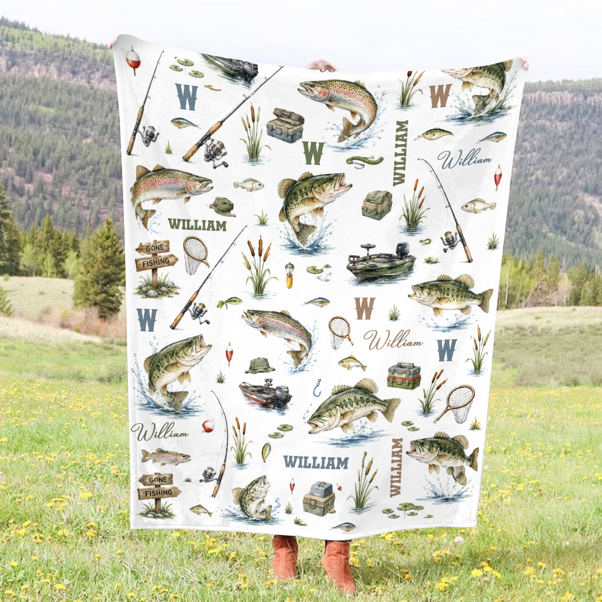 Personalized Fishing Blanket - Gift For Fishing Lovers