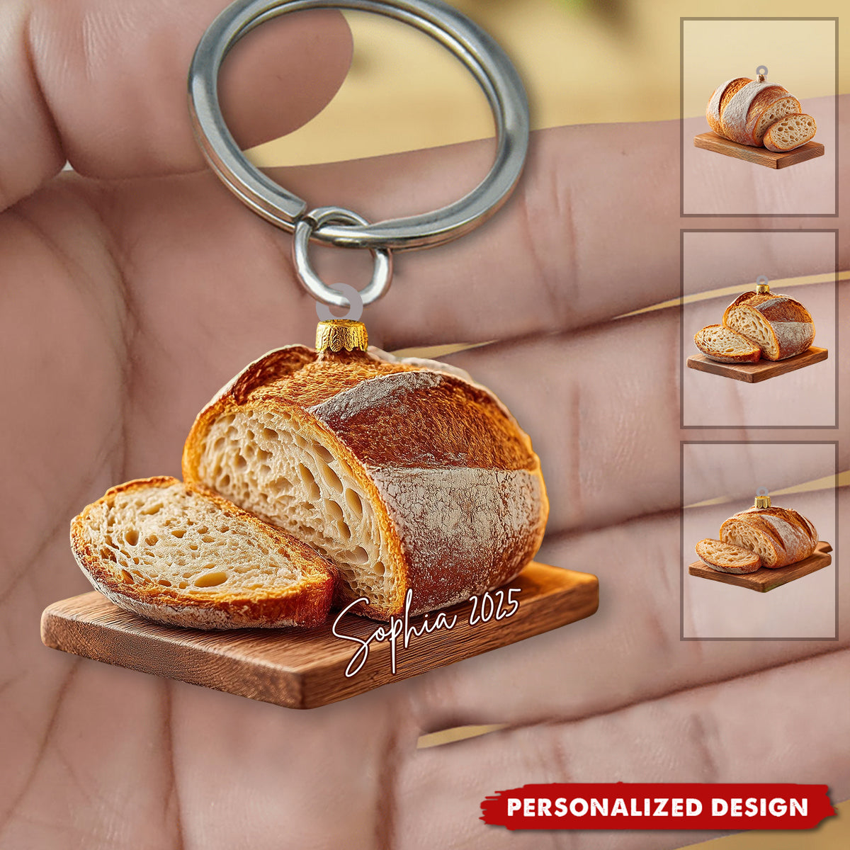 Personalized Sourdough Bread Christmas Keychain