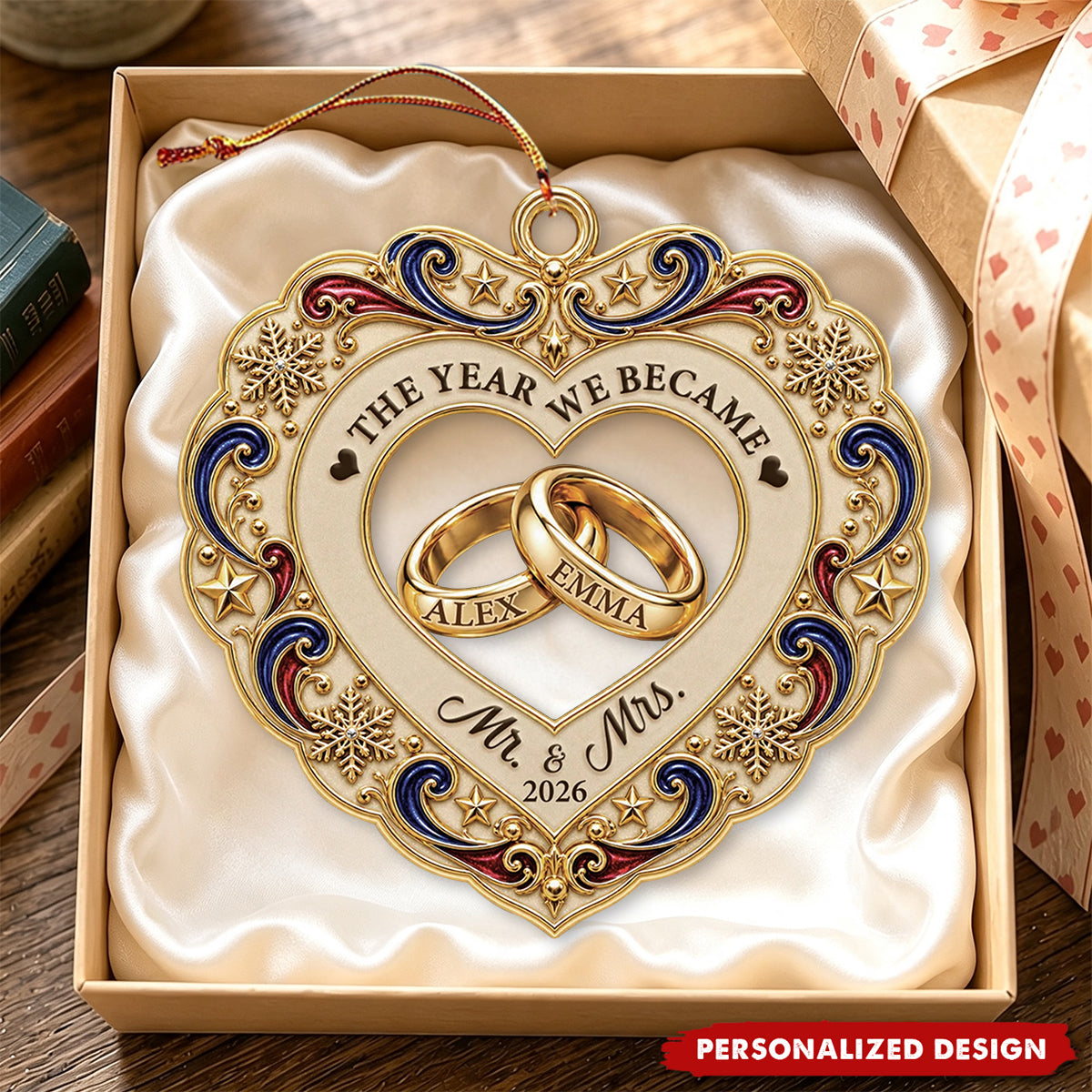 "The Year We Became Mr &amp; Mrs" Personalized Acrylic Ornament - Custom Couples First Christmas Keepsake