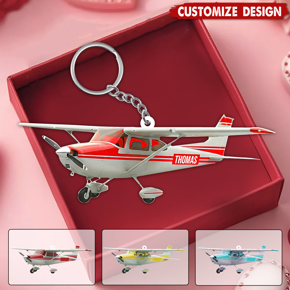 Personalized Airplane Keychain - Gift for Travelers, Aviators &amp; Helicopter Lovers