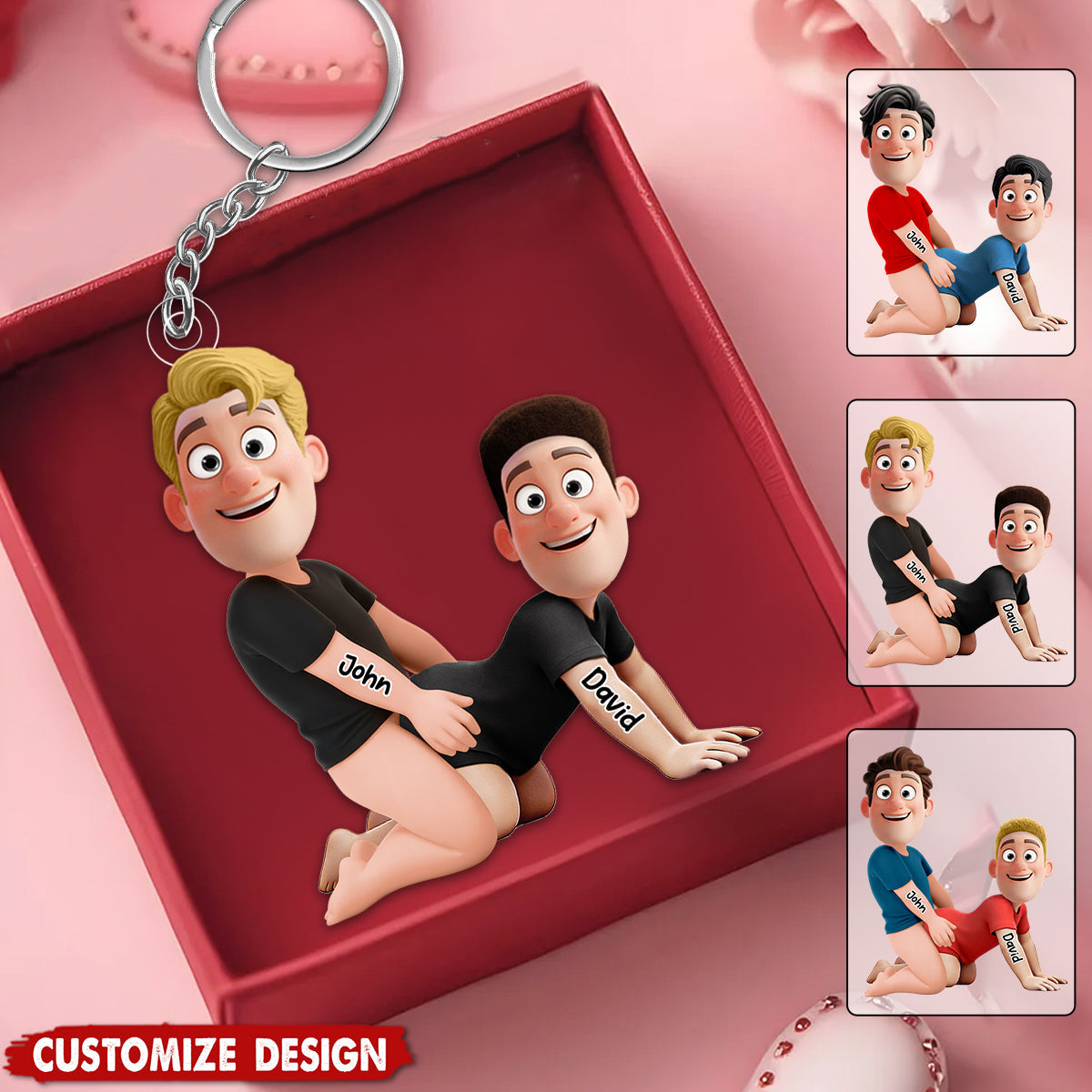 Naughty Personalized Gay Couple Keychain - Gifts For Couple