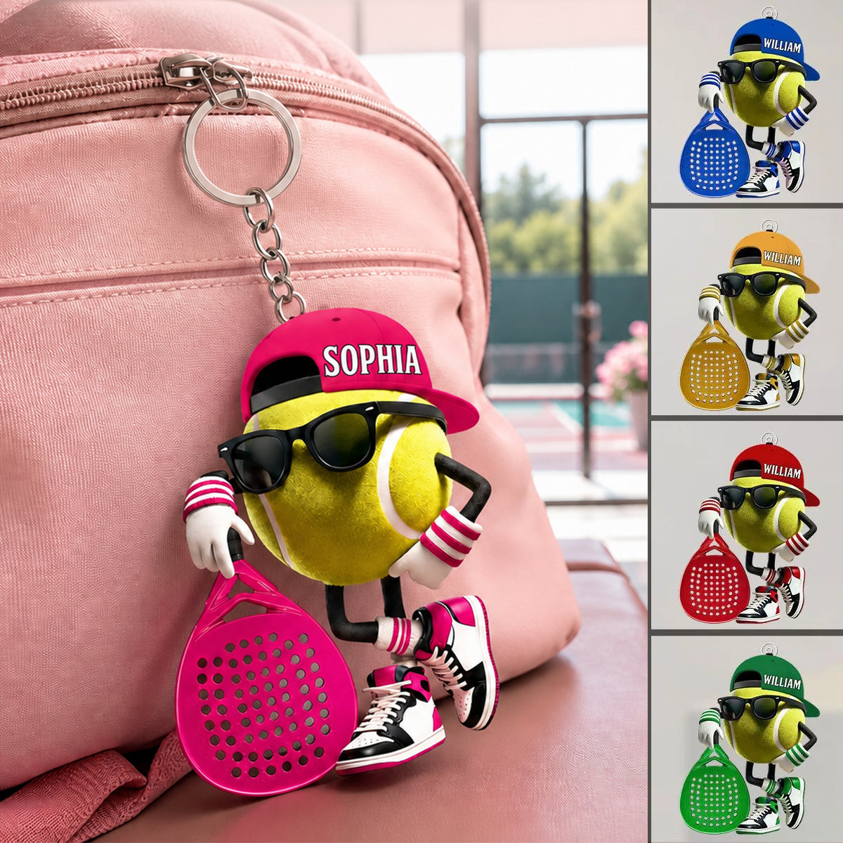 Personalized Cute Tennis Mascot Keychain, Gift for Tennis Lover