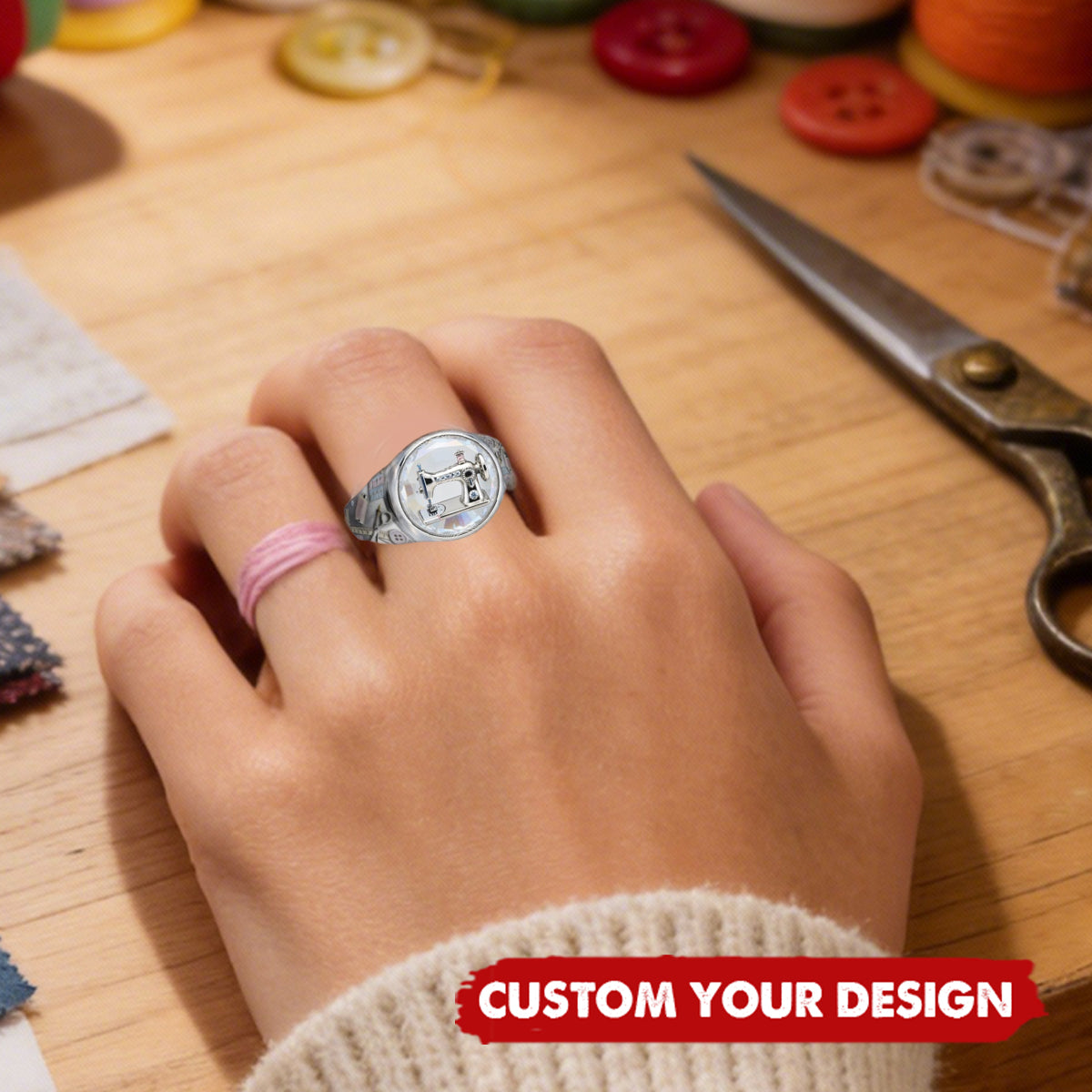 Sewing Is My Therapy - Personalized Sewing Signet Ring