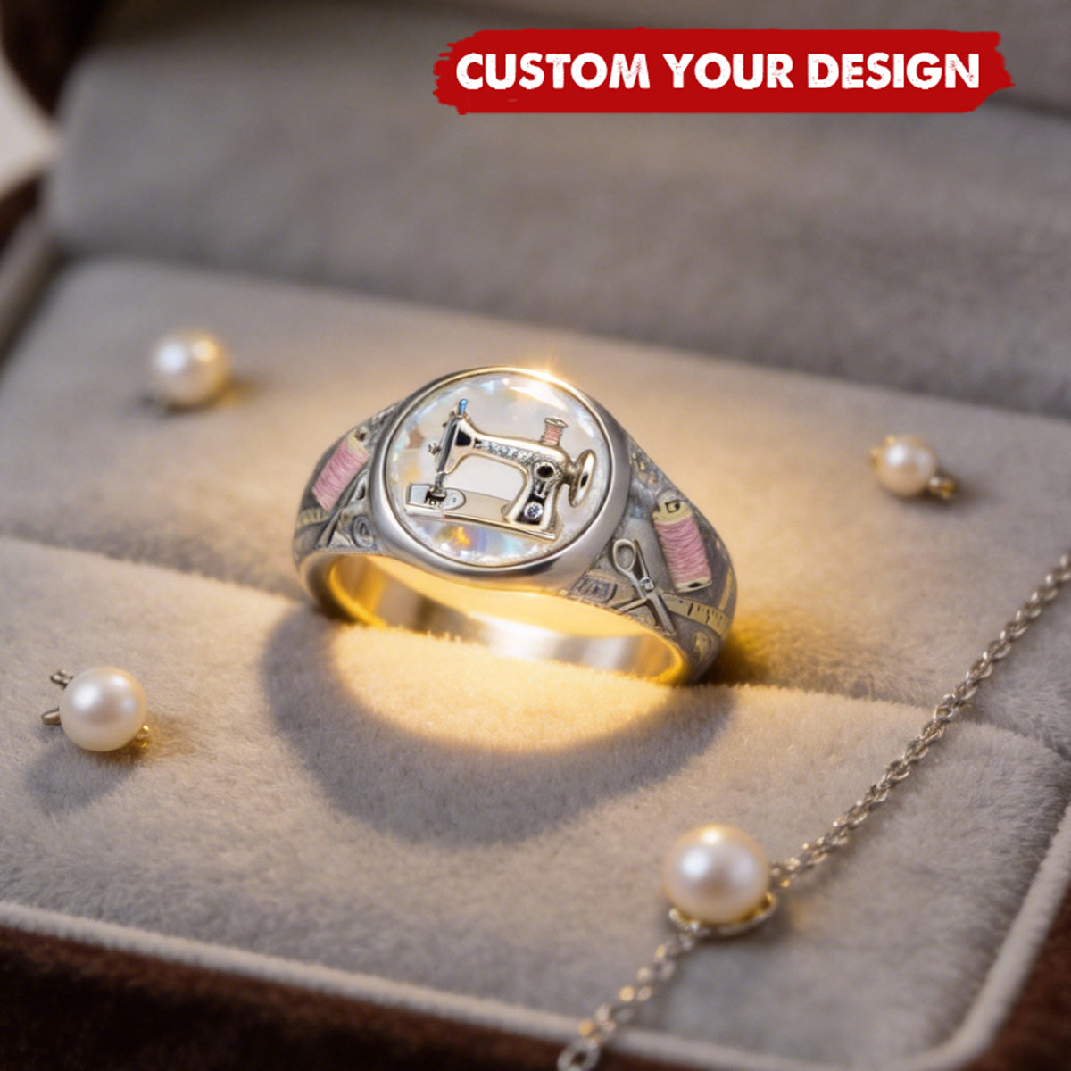 Sewing Is My Therapy - Personalized Sewing Signet Ring