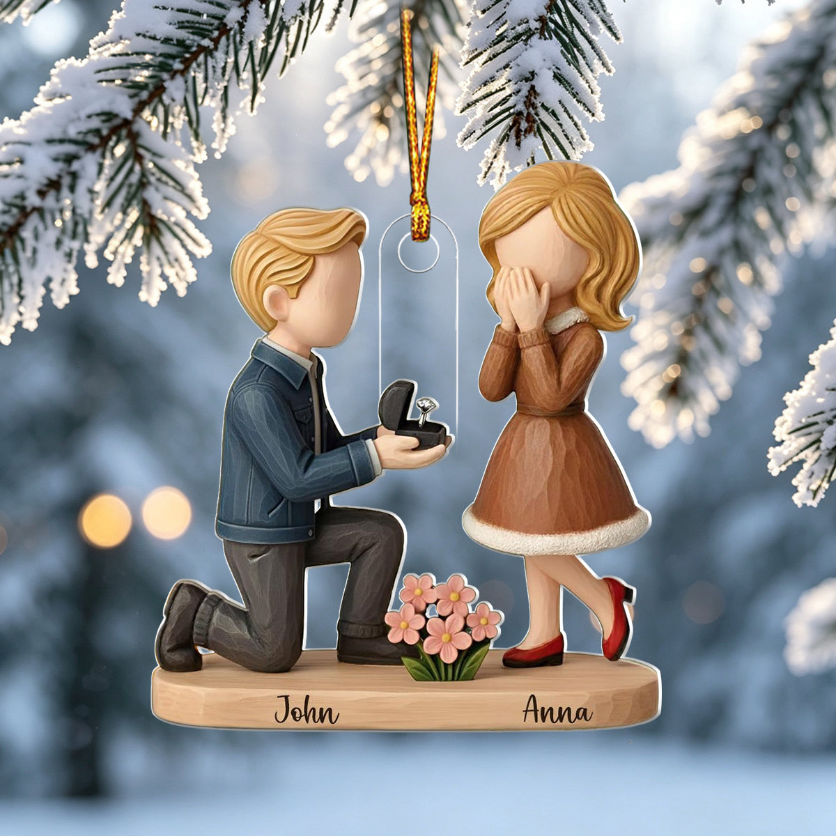 Personalized Couple Marriage Proposal Christmas Ornament, Engagement Gift For Couples