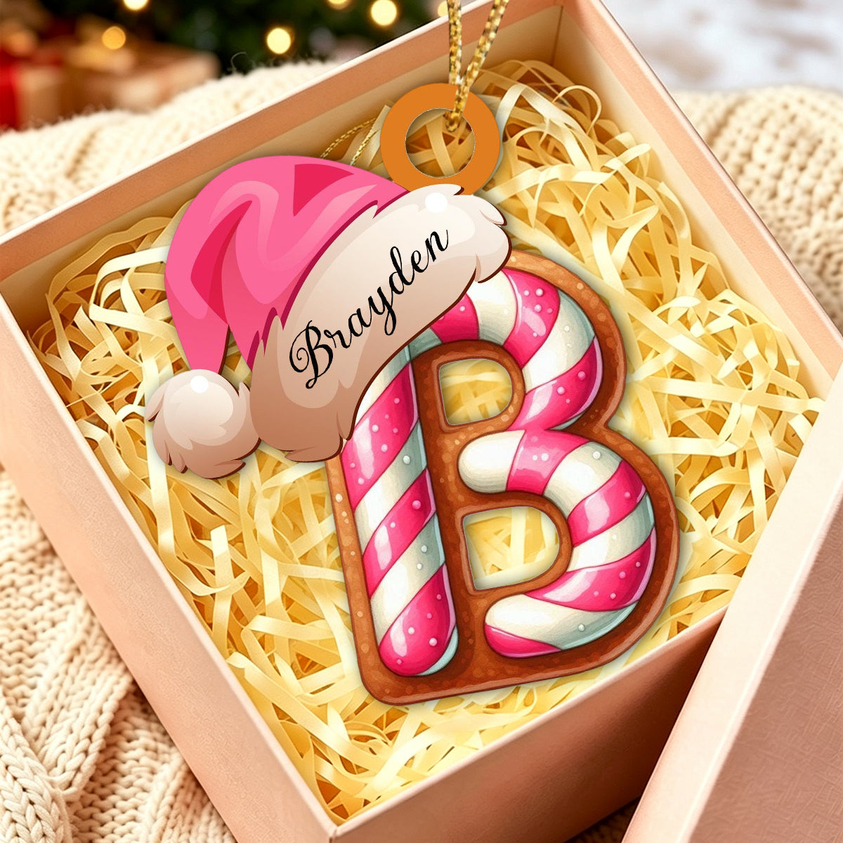 Personalized Gingerbread Letter Ornament, Custom Initial Christmas Decoration