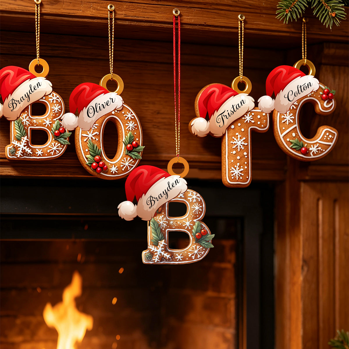 Personalized Gingerbread Letter Ornament, Custom Initial Christmas Decoration