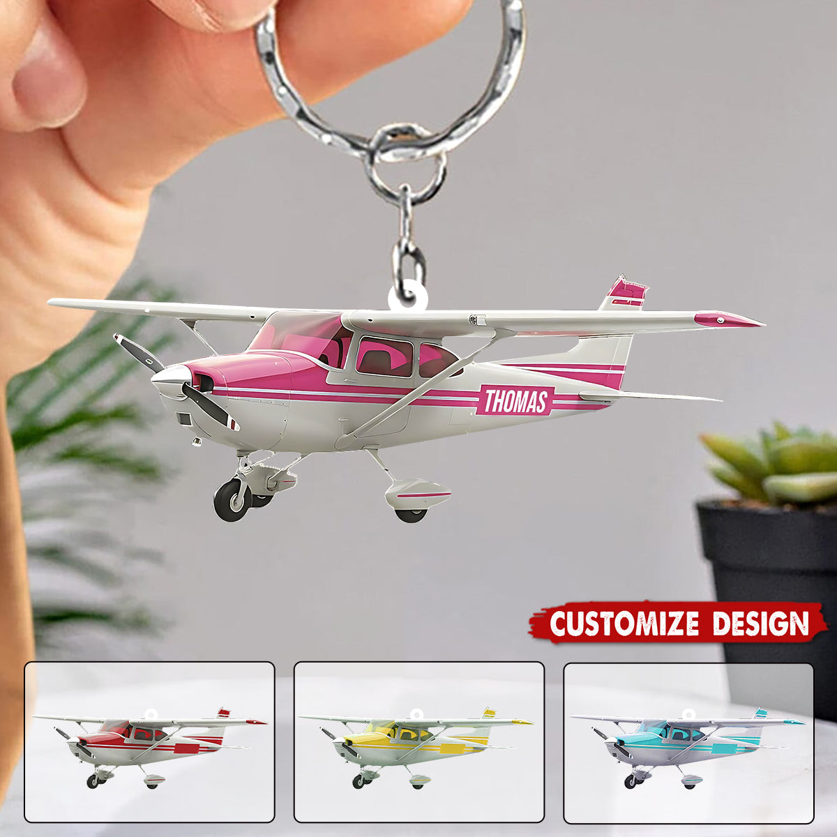 Personalized Airplane Keychain - Gift for Travelers, Aviators &amp; Helicopter Lovers