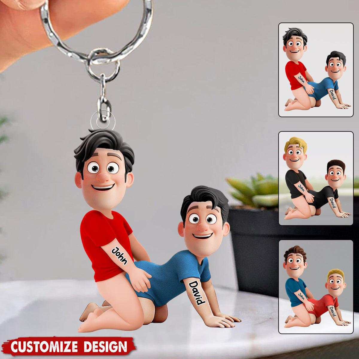 Naughty Personalized Gay Couple Keychain - Gifts For Couple