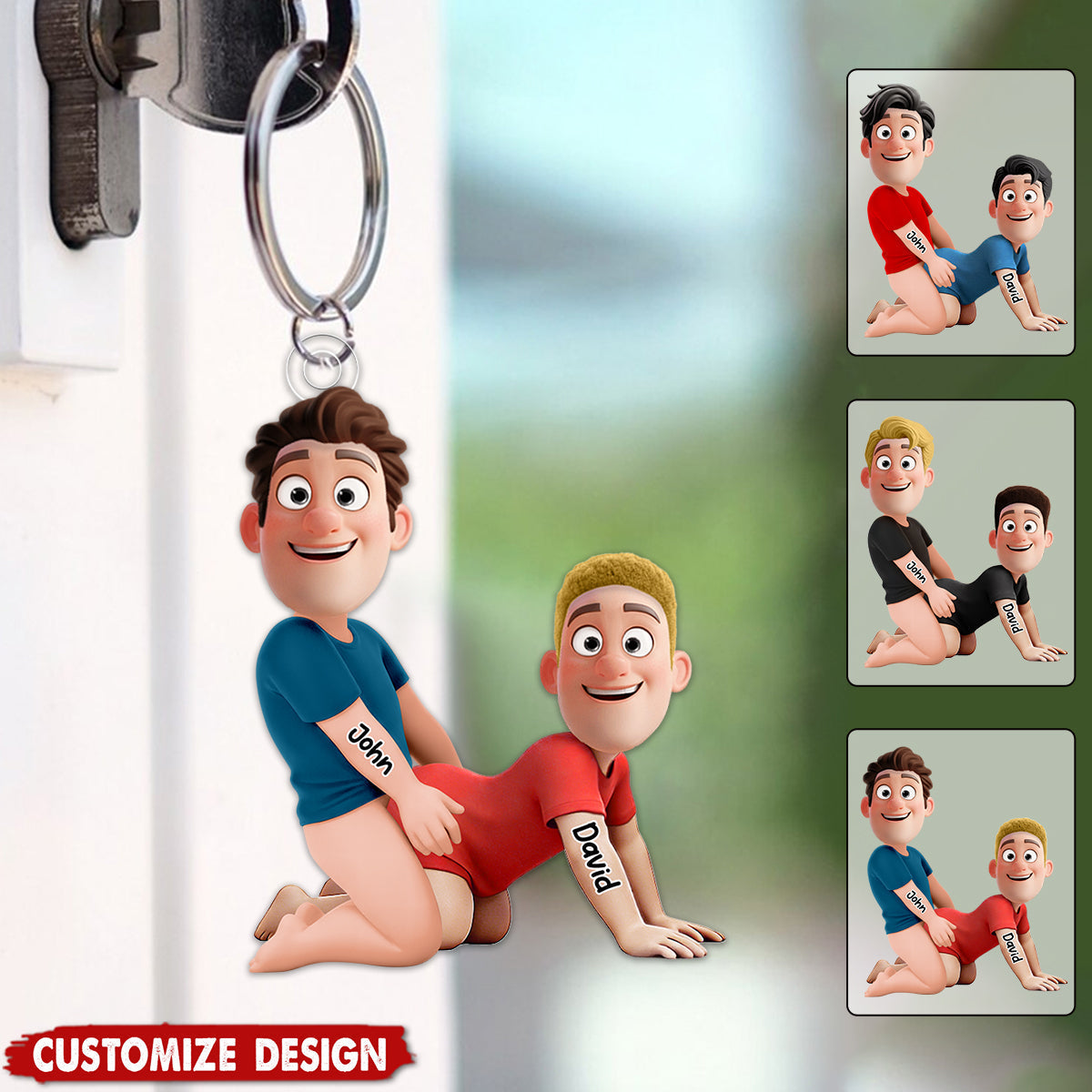 Naughty Personalized Gay Couple Keychain - Gifts For Couple