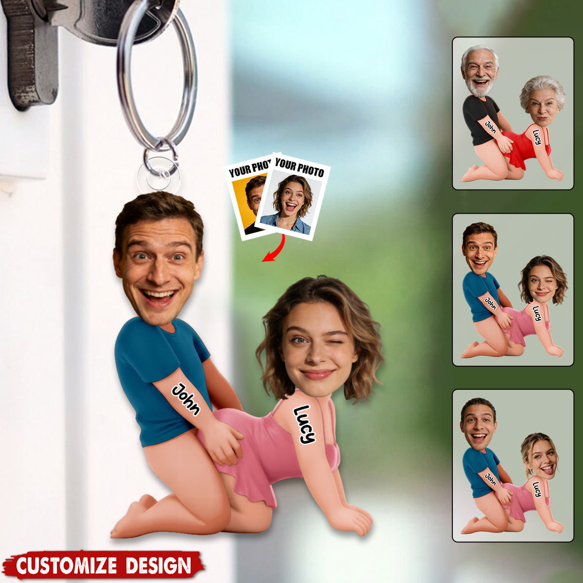 Naughty Personalized Photo Acrylic Keychain - Gifts For Couple