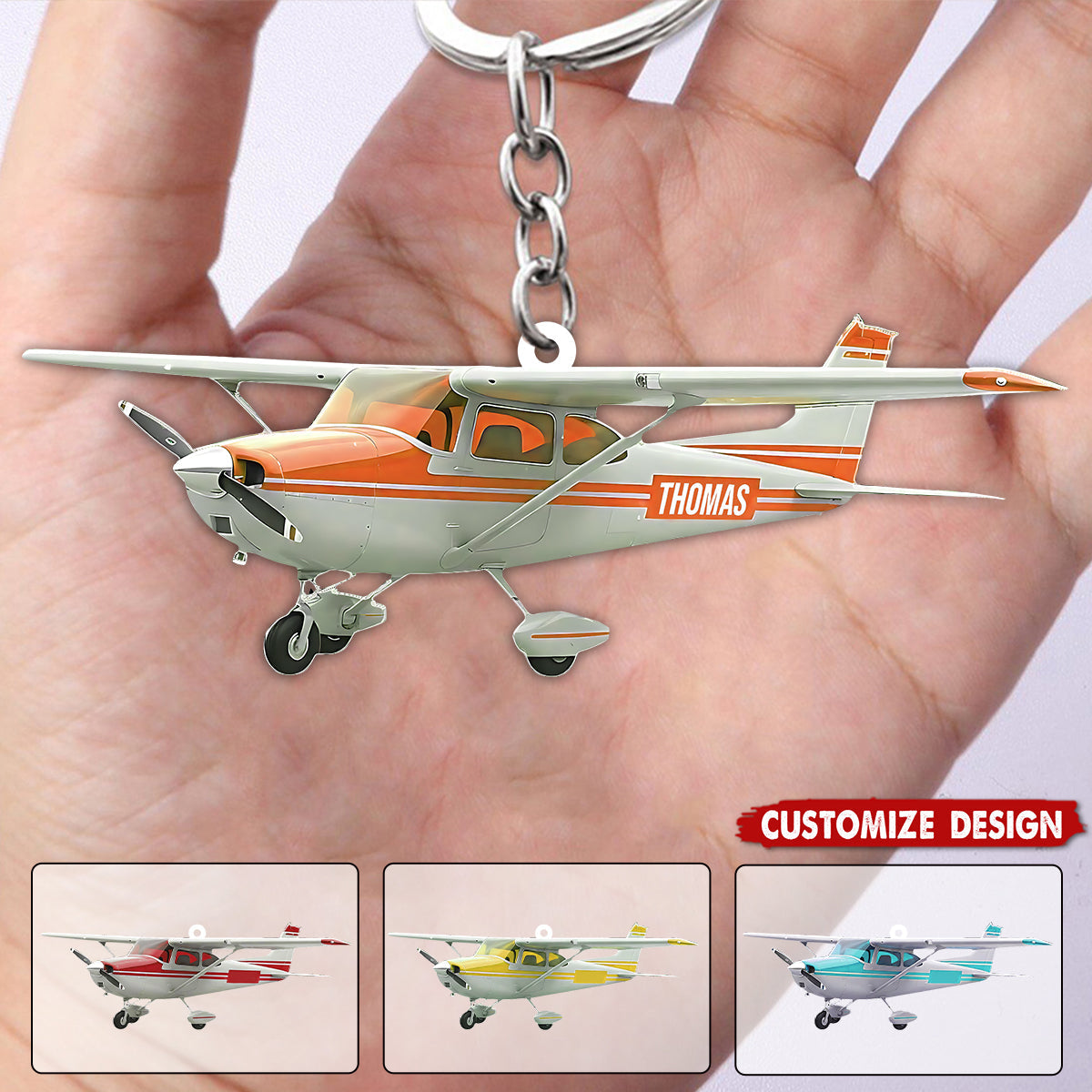 Personalized Airplane Keychain - Gift for Travelers, Aviators &amp; Helicopter Lovers