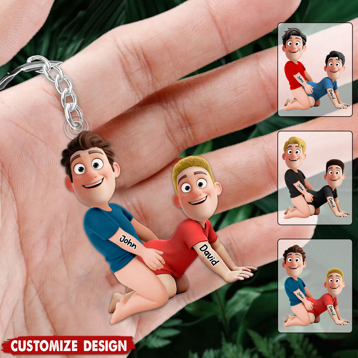 Naughty Personalized Gay Couple Keychain - Gifts For Couple
