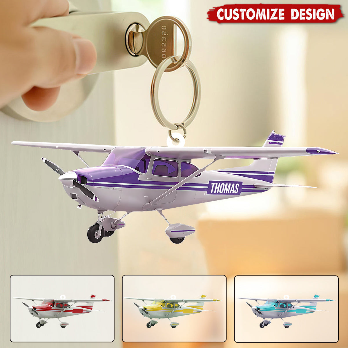 Personalized Airplane Keychain - Gift for Travelers, Aviators &amp; Helicopter Lovers