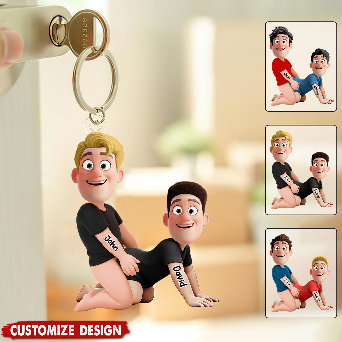 Naughty Personalized Gay Couple Keychain - Gifts For Couple