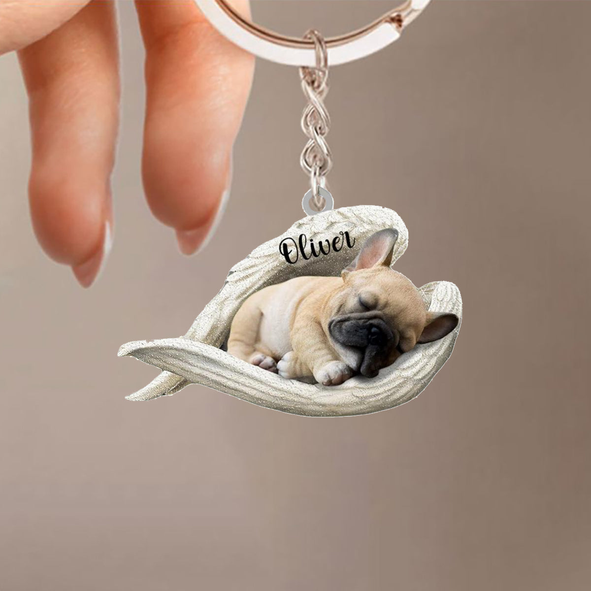 Personalized Dog Sleeping Angel Keychain-Great Gift Idea For Dog Lovers