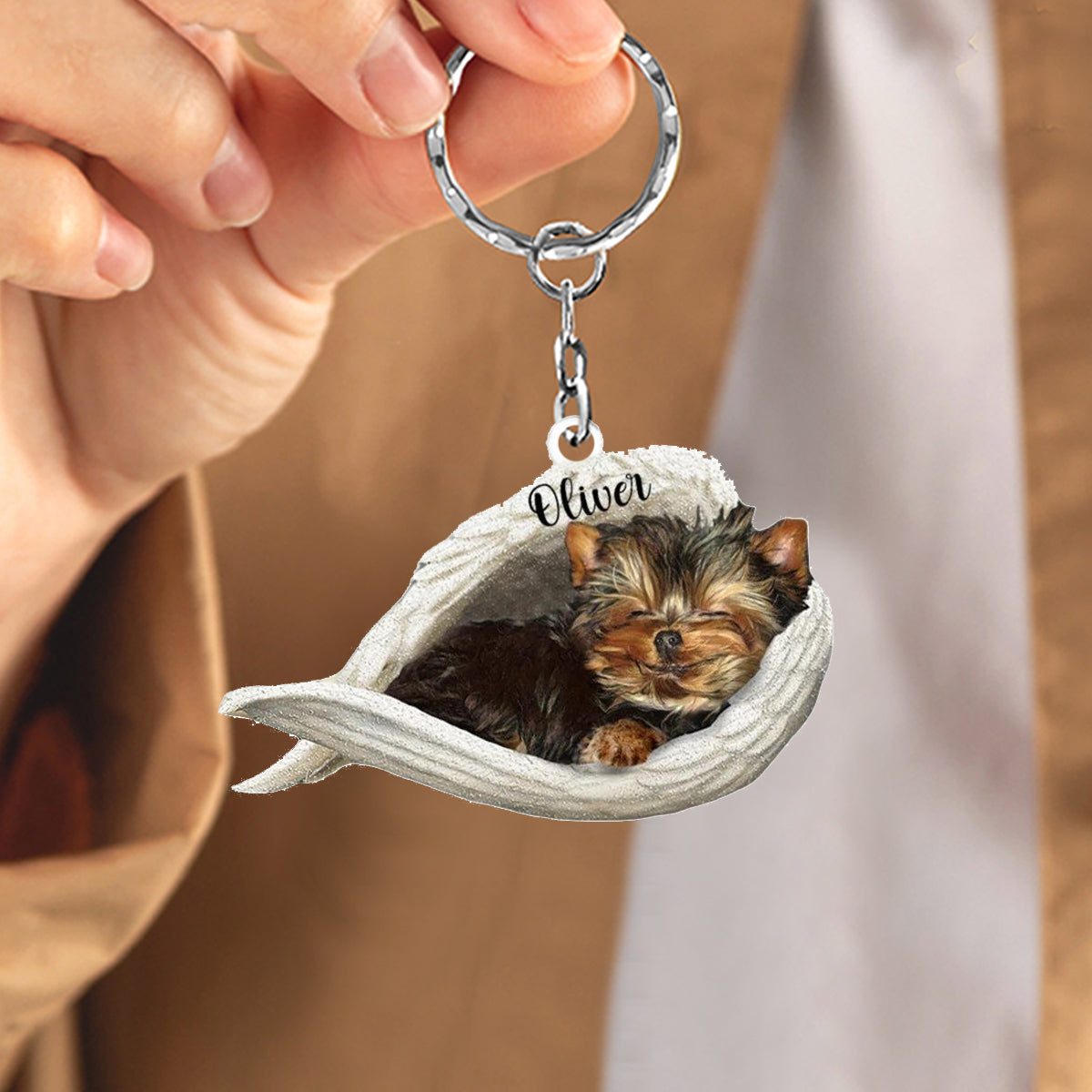 Personalized Dog Sleeping Angel Keychain-Great Gift Idea For Dog Lovers
