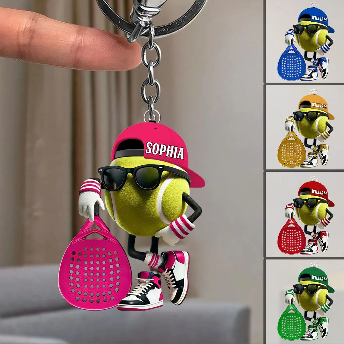 Personalized Cute Tennis Mascot Keychain, Gift for Tennis Lover