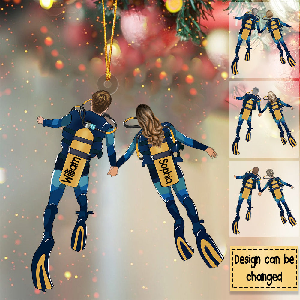 Personalized Scuba Diving Partners / Couples Hanging Ornament