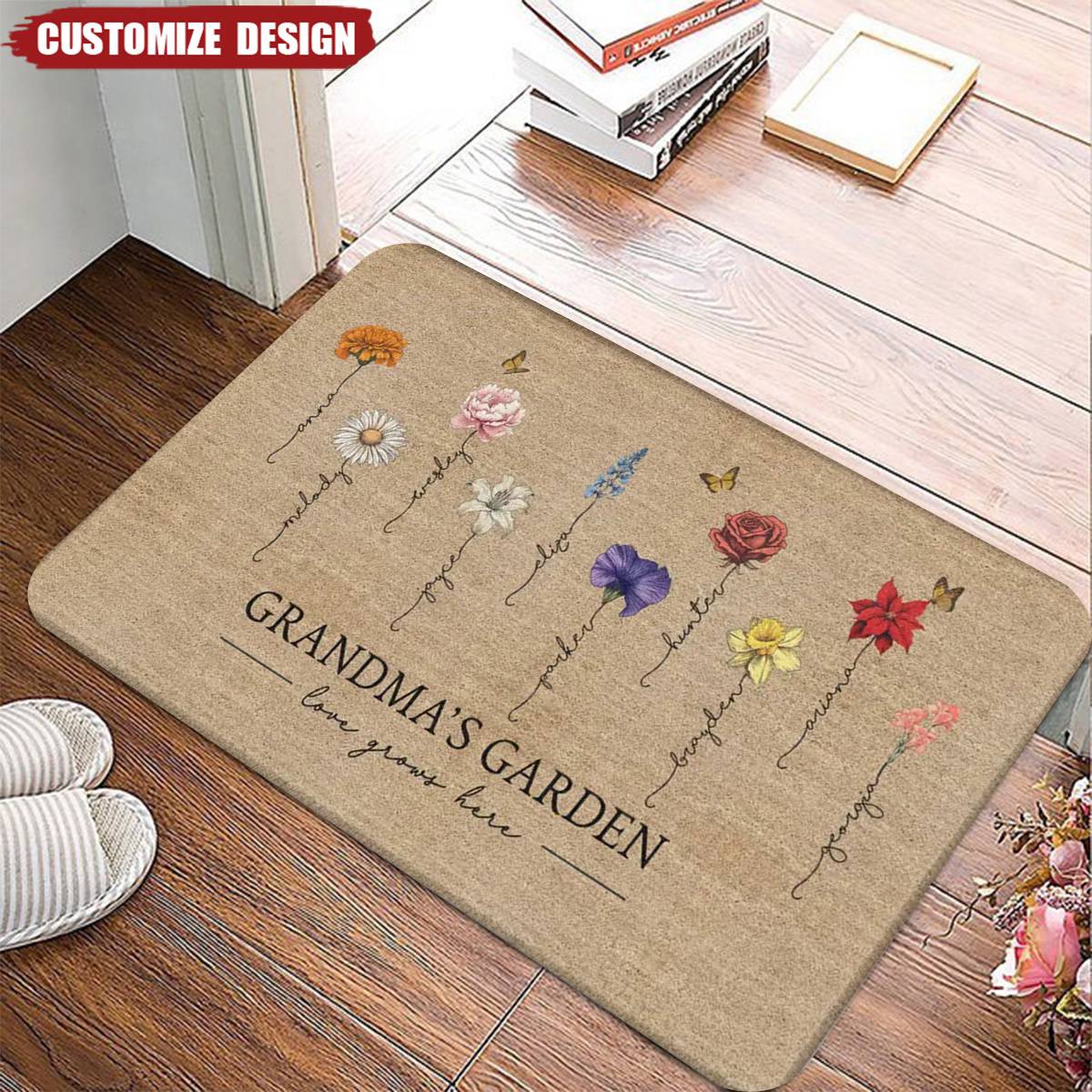 Grandma&#39;s Garden Love Grows Here - Personalized Doormat - Mother&#39;s Day Gift For Mom, Grandma