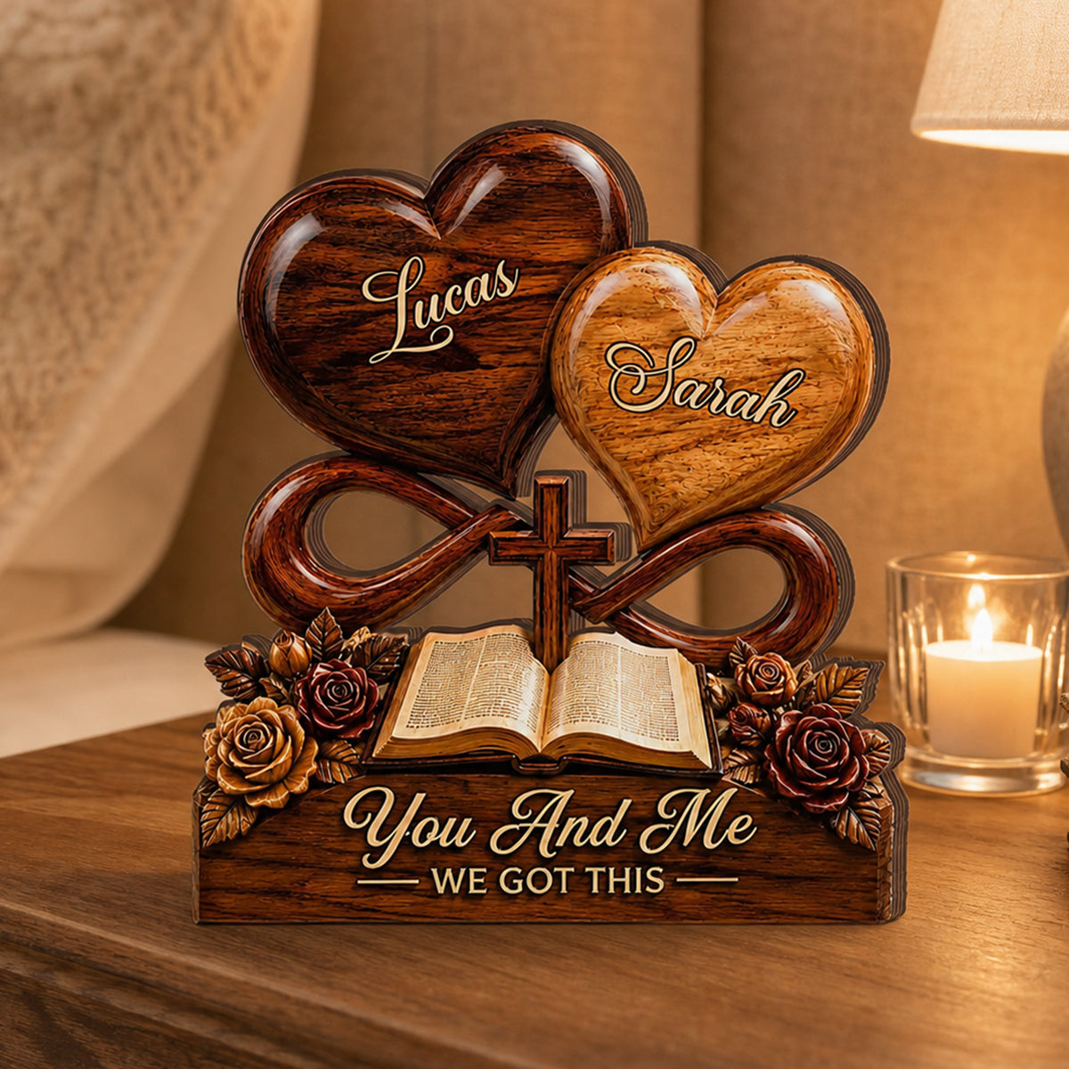 God Blessed Our Love - Personalized Wooden Plaque