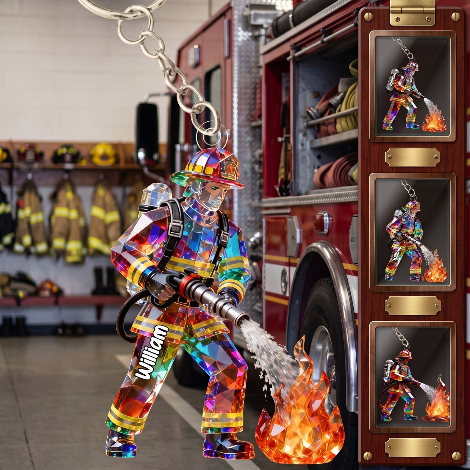 Proud Firefighter - Personalized Firefighter Acrylic keychain