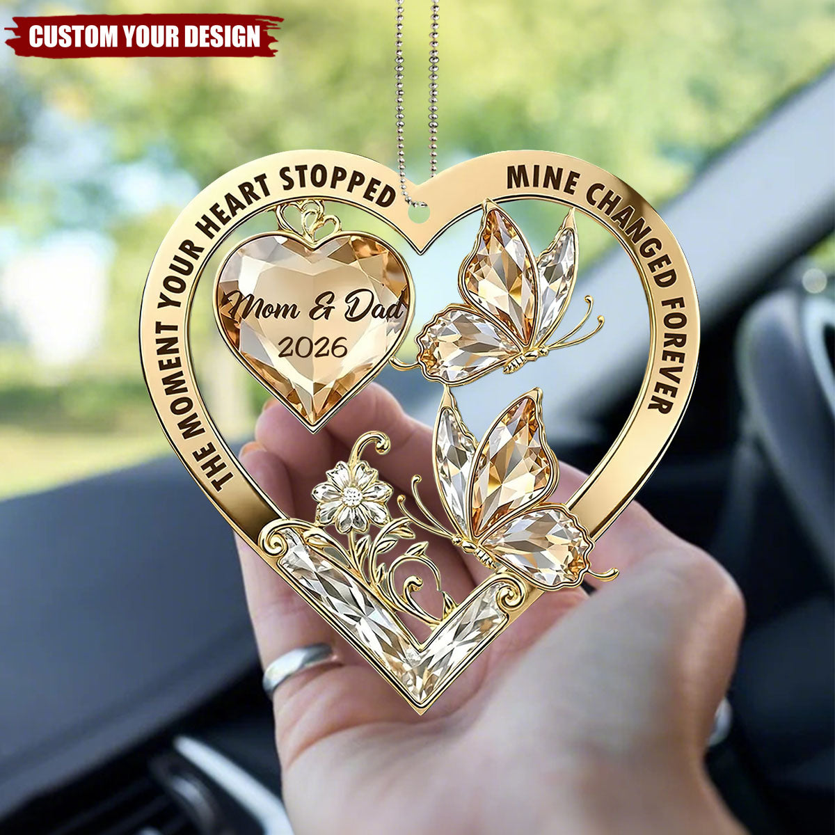 The Moment My Heart Changed Forever - Personalized Custom Car Ornament