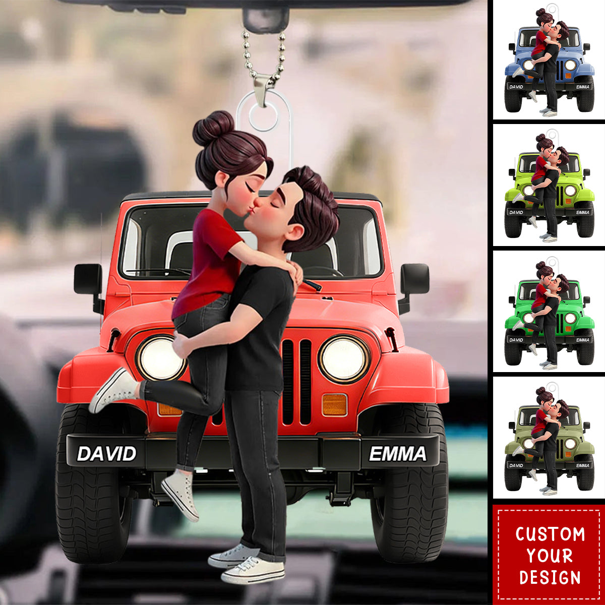 Personalized Romantic Couple Car Hanging Ornament - Gift for Couple