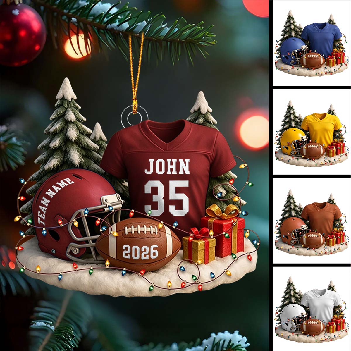 Personalized Football Ornament 2026，Custom Jersey &amp; Helmet Keepsake