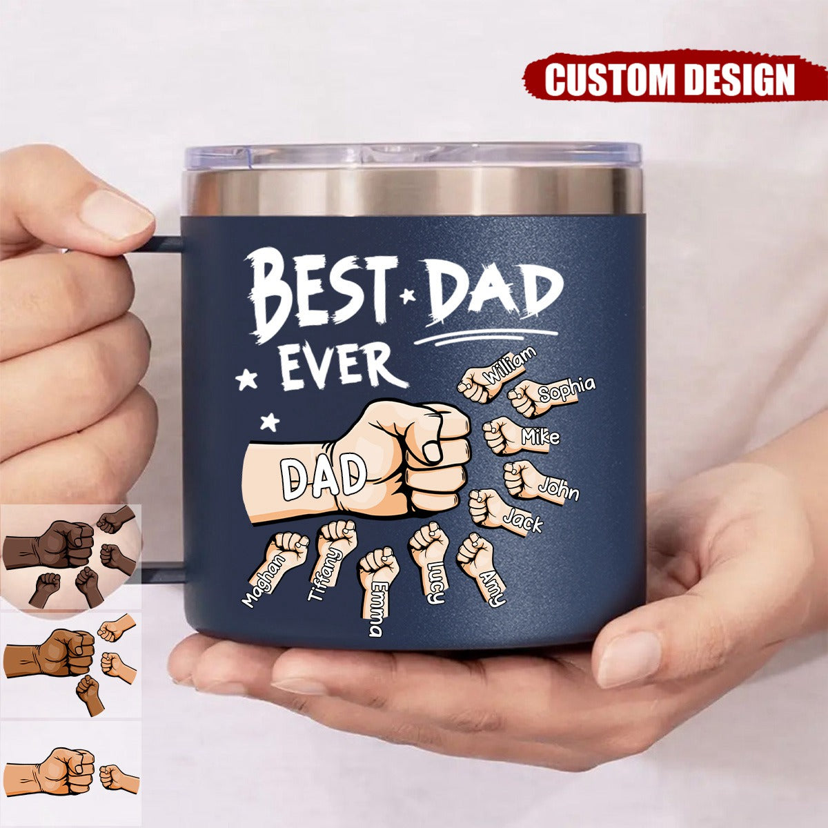 The Best Dad Ever - Personalized  14oz Stainless Steel Tumbler With Handle - Father&#39;s Day, Birthday Gift For Dad