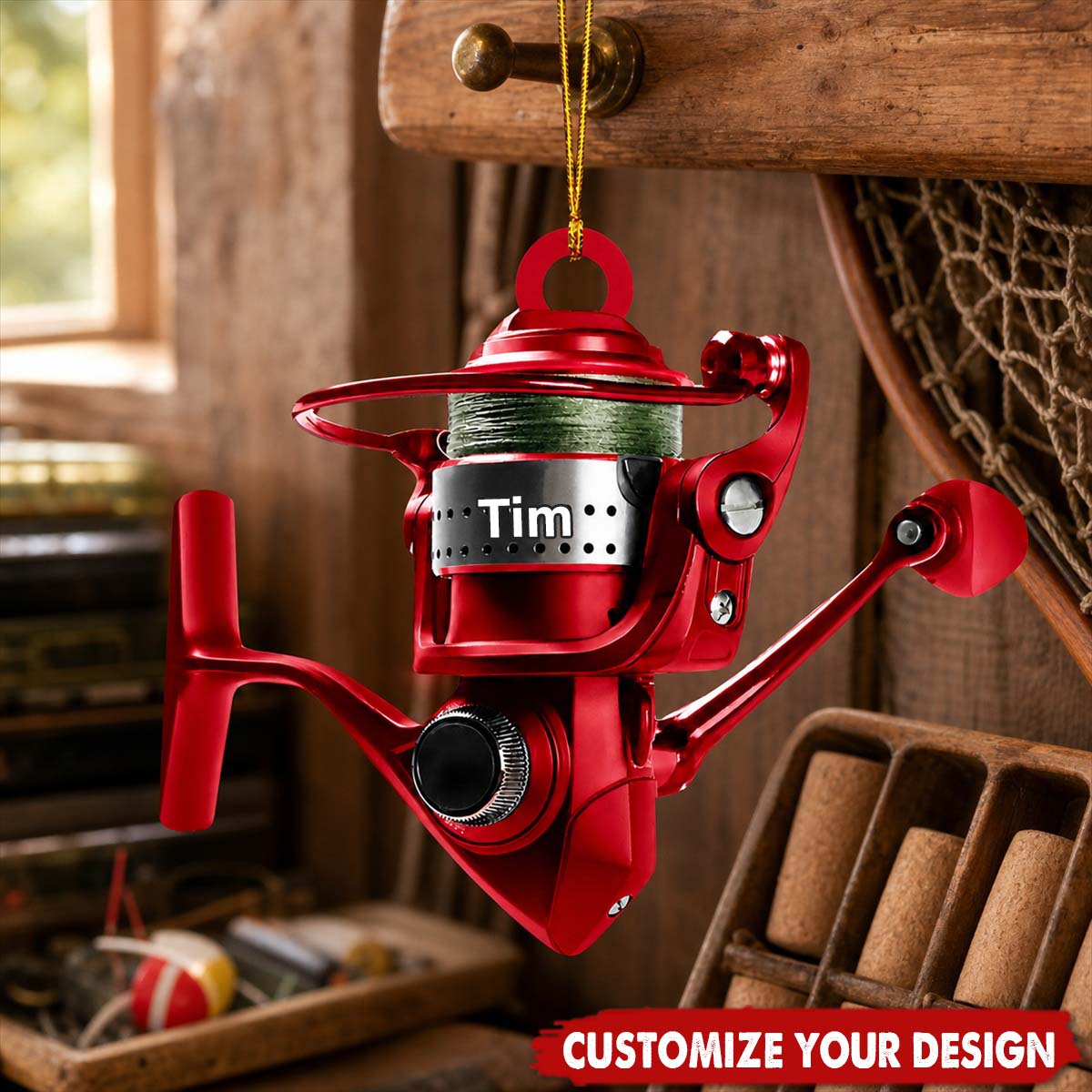 Fishing Rod Personalized Christmas Fishing Ornament , Gift For Fish Ornaments For Fishing Lover