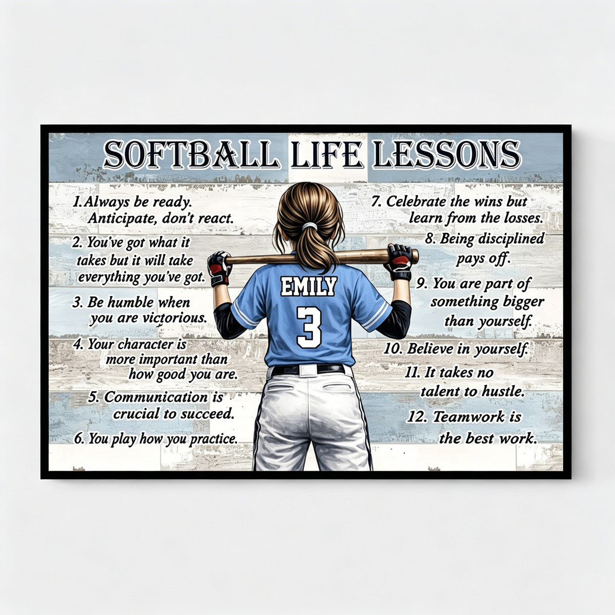 Personalized Baseball &amp; Softball Life Lessons Poster - Gift for Sports Families