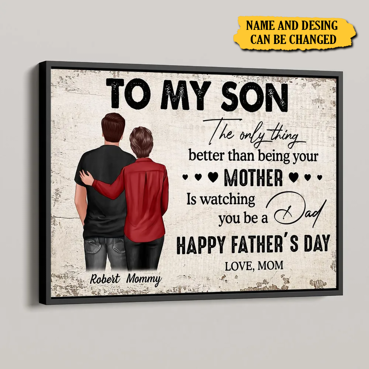 From Mom To Son Happy Father&#39;s Day Personalized Poster, Heartfelt Father&#39;s Day Gift For Son