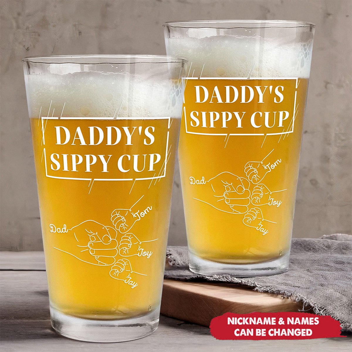 Daddy&#39;s Sippy Cup - Personalized Beer Glass