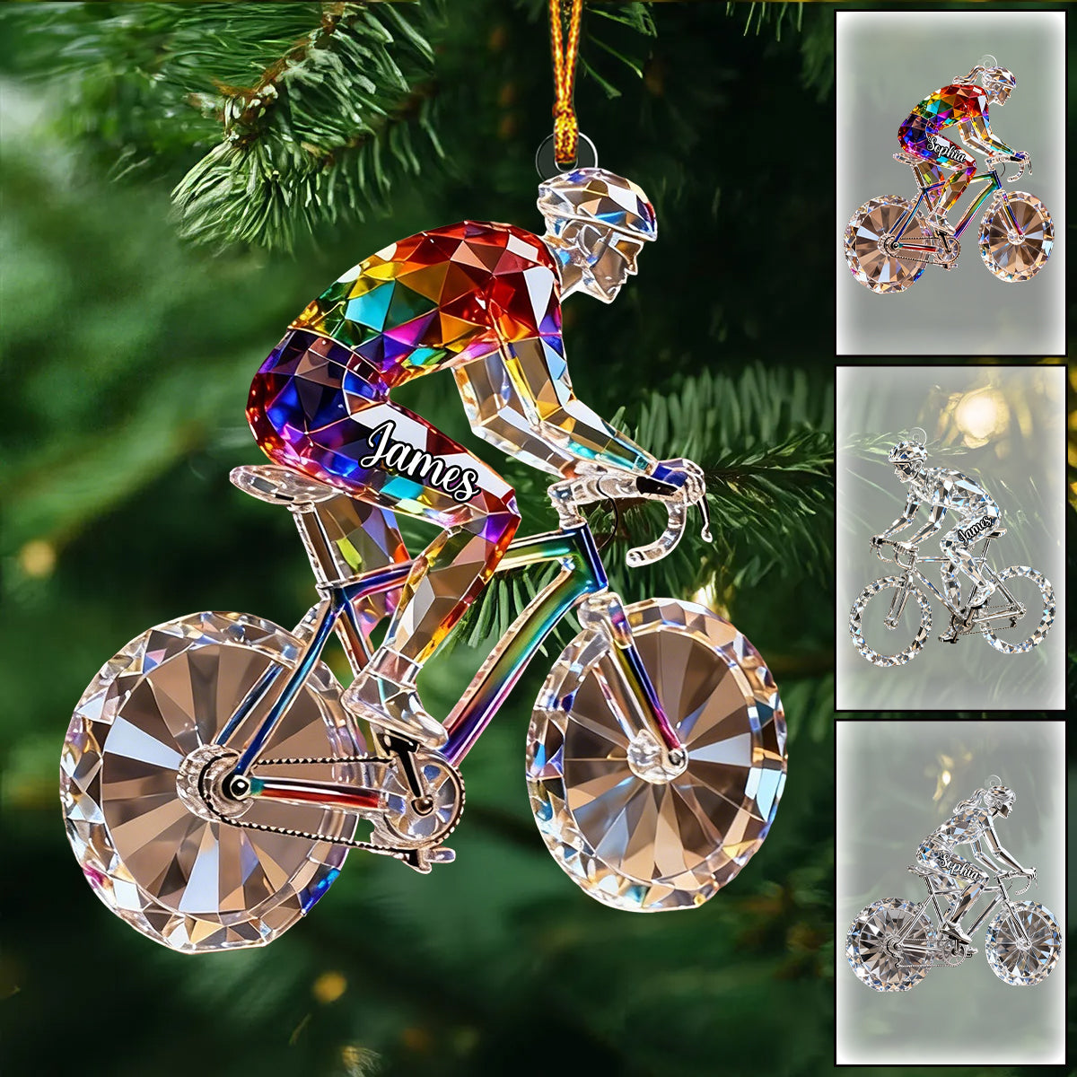 Personalized Bicycle Crystal Christmas Ornament - Gift for Cycling Enthusiast And Cyclist