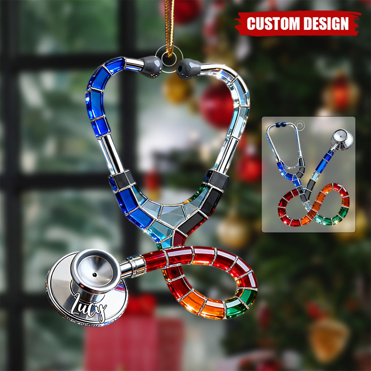 Personalized Stethoscope Themed Christmas Ornament