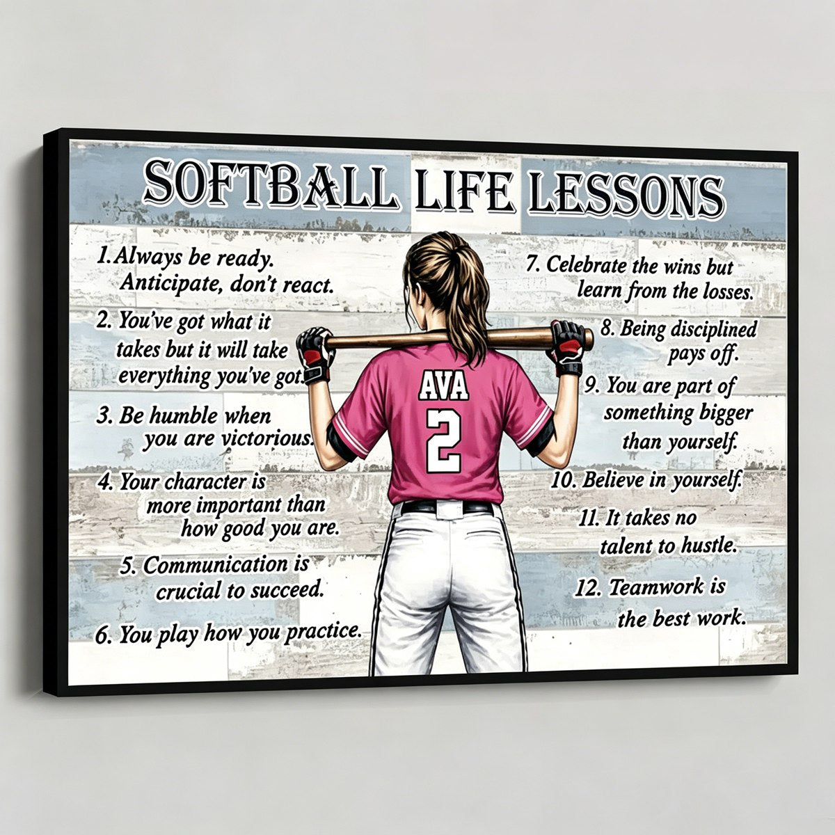 Personalized Baseball &amp; Softball Life Lessons Poster - Gift for Sports Families