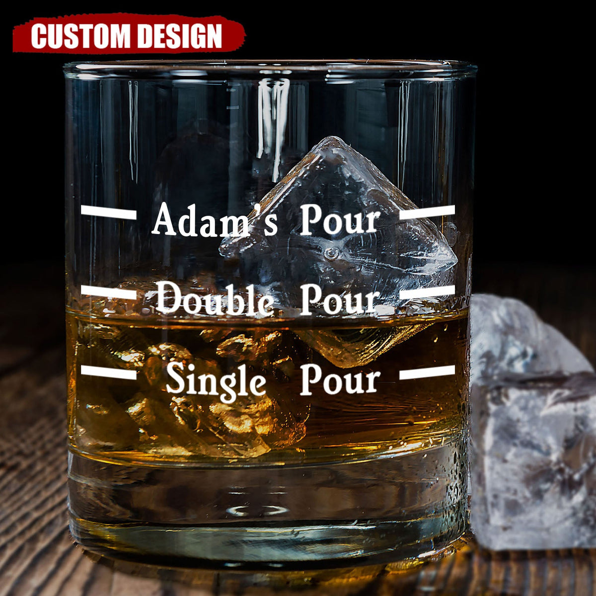 Personalized Pour Line Whiskey Glass - Father&#39;s Day Gift for Dad and Husband