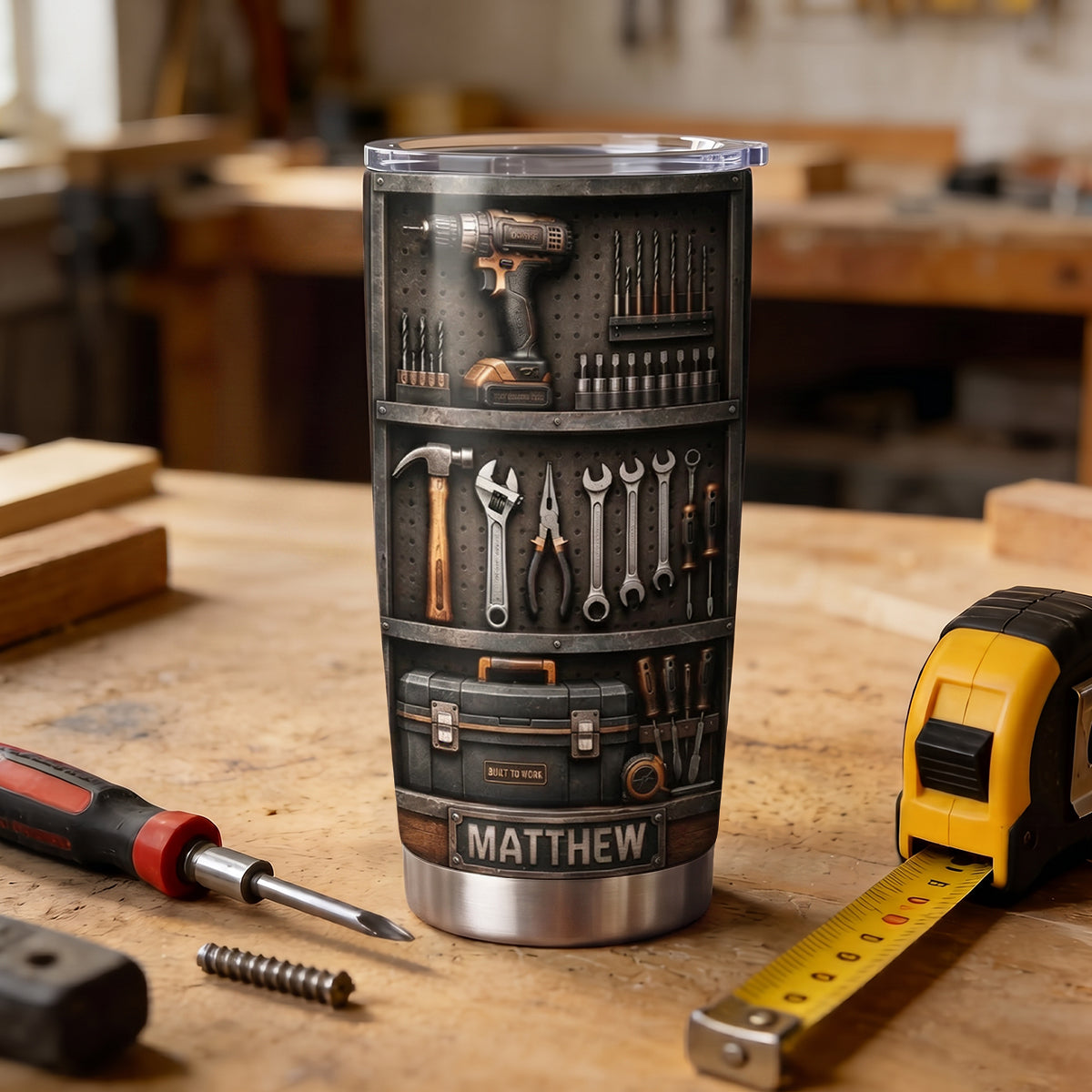 Hard Work Never Stops - Personalized Handyman Tumbler