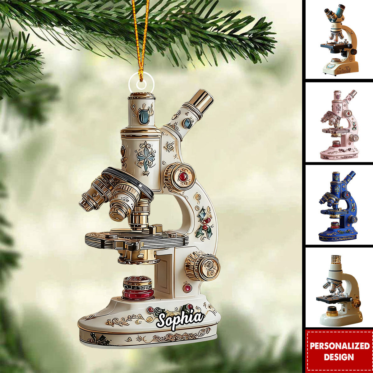 Personalized Microscope Christmas Ornament Gift For Lab Lovers