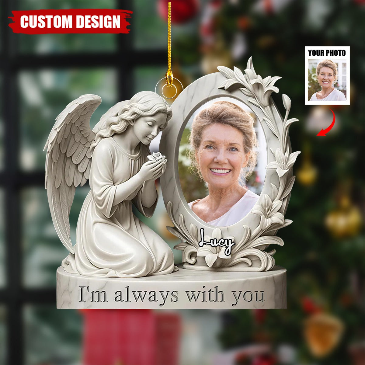 Personalized Angel Memorial Photo Christmas Ornament - Gift for Loved Ones