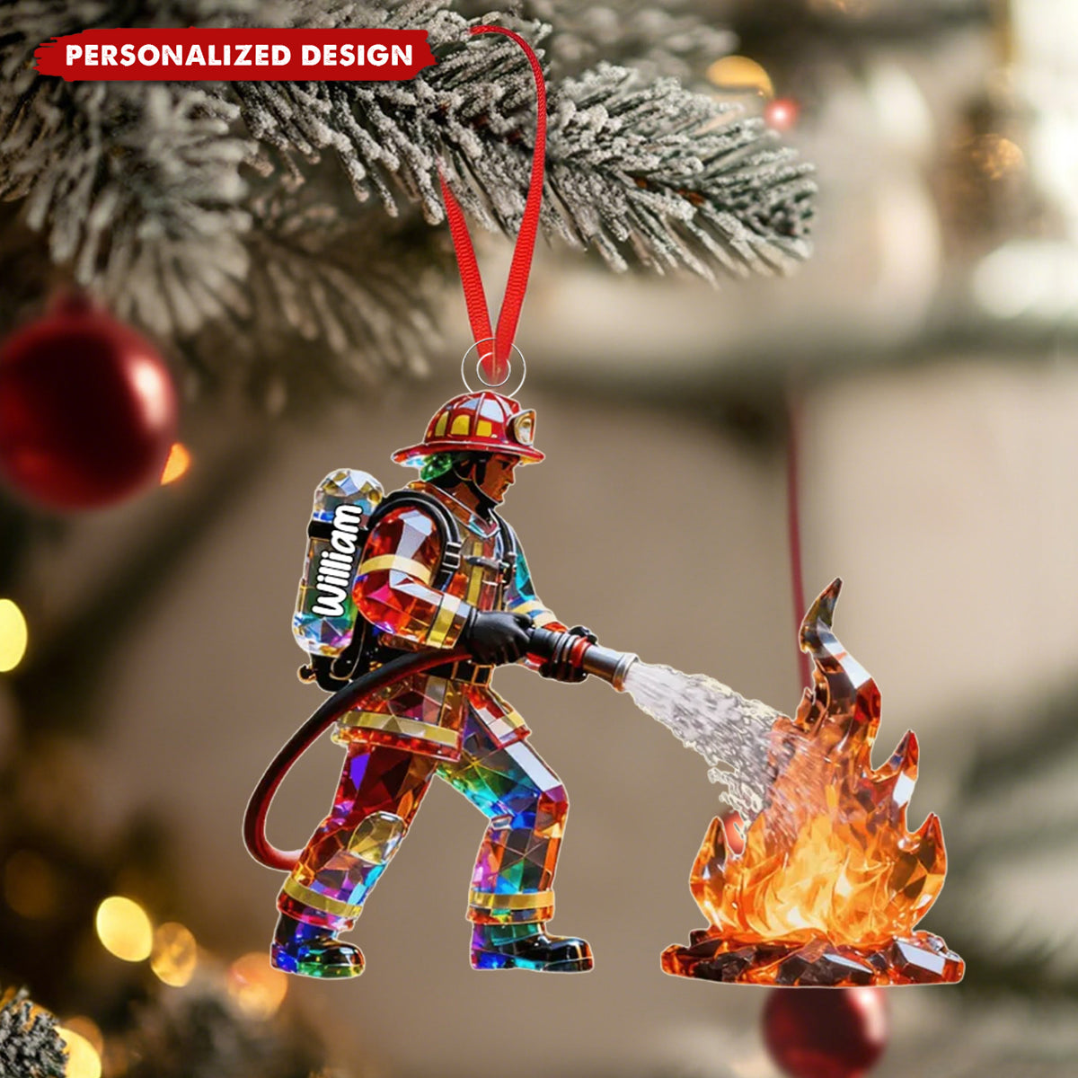 Proud Firefighter - Personalized Firefighter Acrylic Ornament