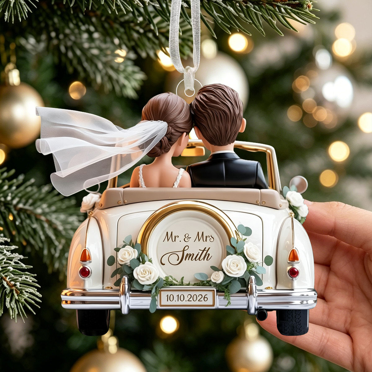 Personalized Mr &amp; Mrs Newlywed 1st Christmas Ornament