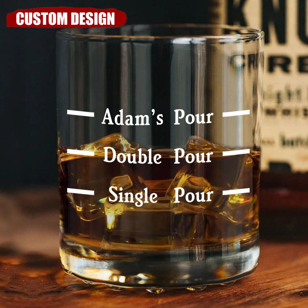 Personalized Pour Line Whiskey Glass - Father&#39;s Day Gift for Dad and Husband