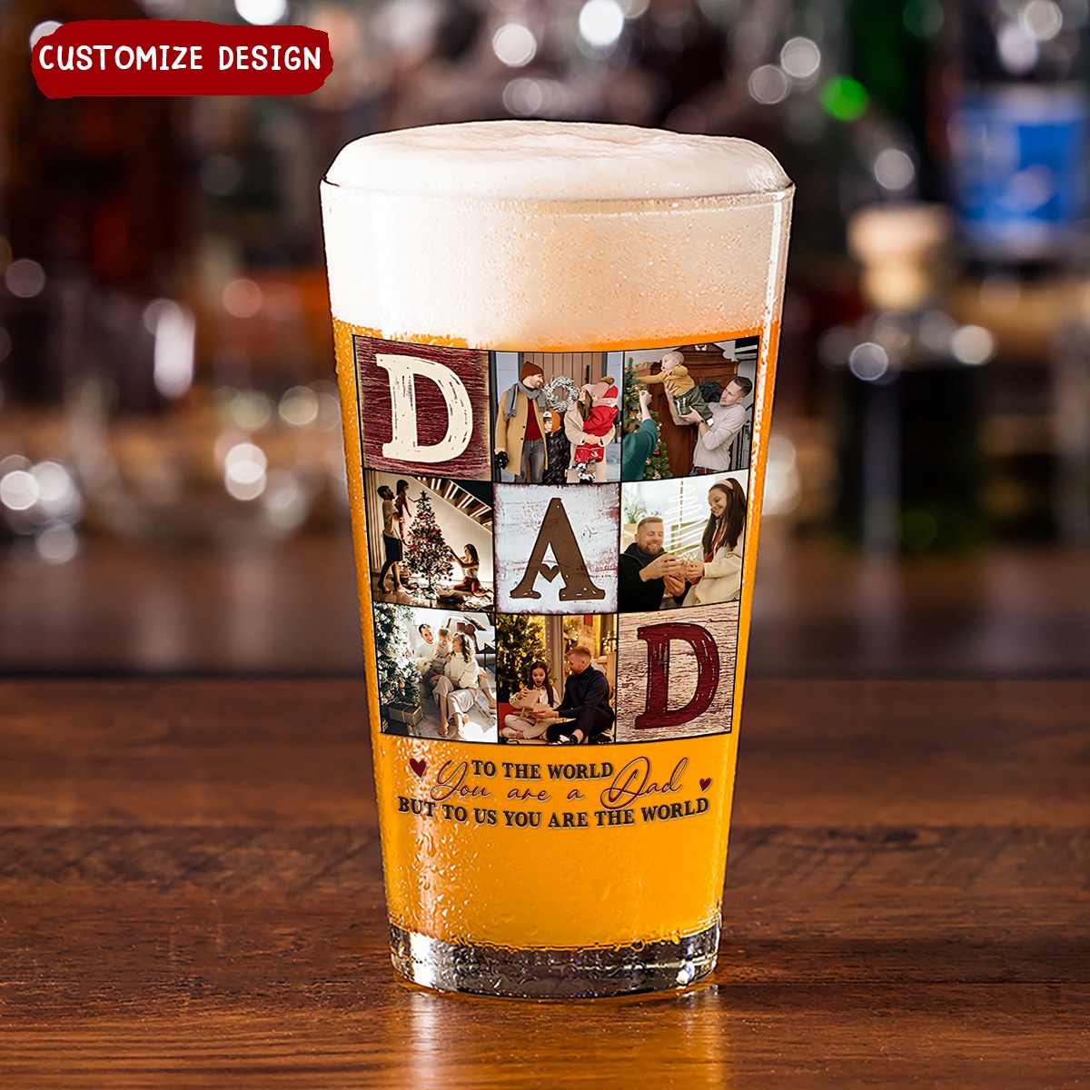 Dad Photo Collage - Personalized Beer Glass - Gifts For Dad, Best Father&#39;s Day Gifts