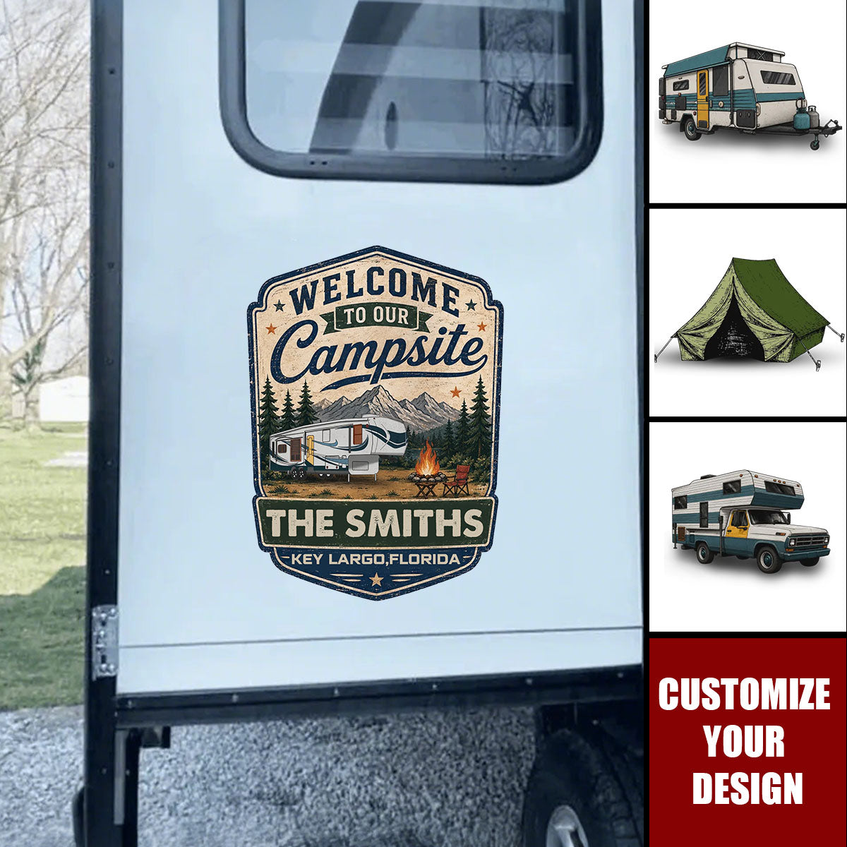 Custom Camper Sticker with Name &amp; Location - Personalized Adventures RV Decal - Sleep Under The Stars